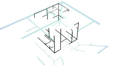 4k abstract black wireframe on white bg. Ai growing geometric pattern of lines Stock Footage 148293211