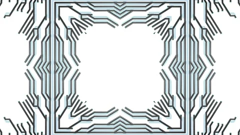 4k abstract black wireframe on white bg. Ai growing geometric pattern of lines Stock Footage 153385027