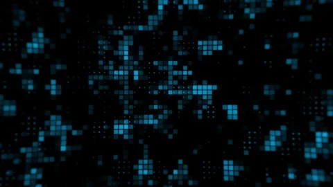 4K Abstract Blue Glowing Square Pixels and Digital Mosaic Pattern Stock Footage 327378640