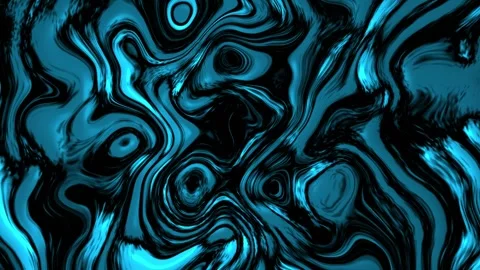 4K Abstract Blue Liquid Marble Motion with Glowing Swirls Black Background Stock Footage 329555049