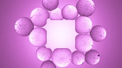 4K abstract bubbles with copy or logo square cube frame on soft violet Stock Footage 276262769