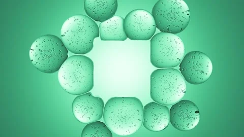 4K abstract bubbles with copy or logo square cube frame on soft green background Stock Footage 276487900