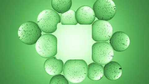 4K abstract bubbles with copy or logo square cube frame on soft green background Stock Footage 276818442