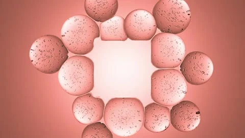 4K abstract bubbles with copy or logo square cube frame on soft peach fuzz Stock Footage 280296706