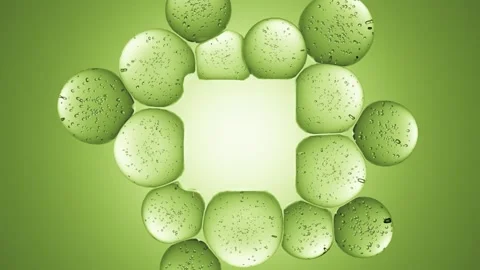 4K abstract bubbles with copy or logo square cube frame on soft green background Stock Footage 285539319