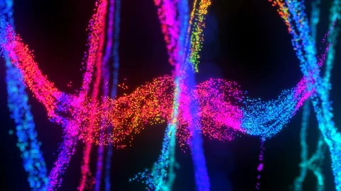 4K Abstract colorful motion background. Spiral moving glowing particles. Stock Footage 124304297
