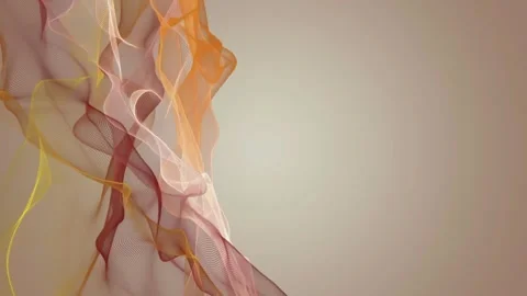 4K Abstract Composition Flowing Orange Yellow Wavy Lines Beige Background Video stock 334445042