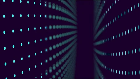 4K Abstract Cyan Dotted Grid Motion Curved Lines Black Background Stock Footage 329554525