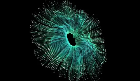 4K Abstract Data Transfer Visualization Glowing Green Particles Fiber Stock Footage 339267227