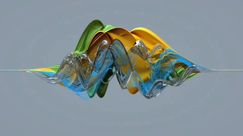 4K Abstract Data Visualization with Yellow Green and Glass Waves Stock Footage 327379526