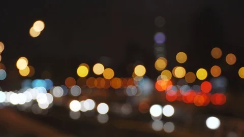 4k Abstract defocused night city traffic bokeh lights background. Stock Footage 82944149