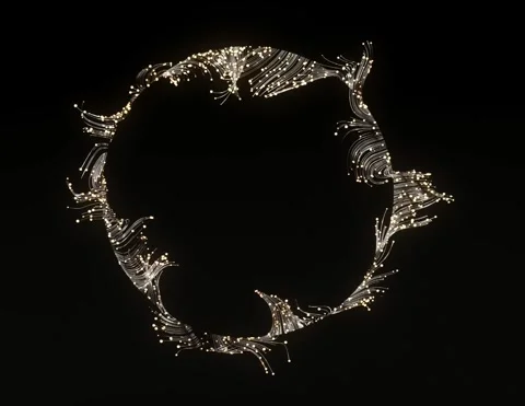 4K Abstract Digital Background Glowing Dots Wavy Fiber Optic Light Stock Footage 330478975