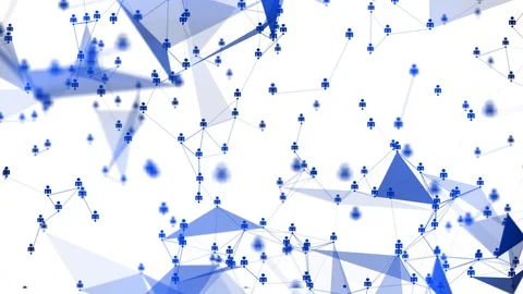 4k abstract Digital background with graph made of nodes with social media symbo Stock Footage 128642210