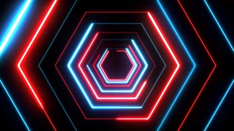 4k Abstract Digital Background Neon Polygon Video stock 95776954