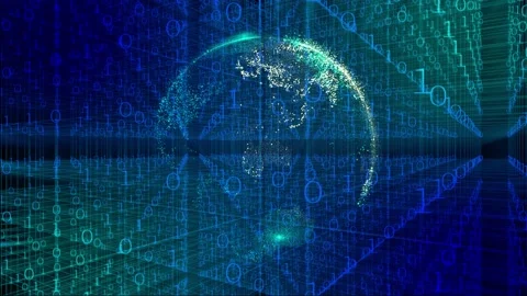 4k abstract digital data globe with Binary code grid,satellite data download. Stock Footage 135316222