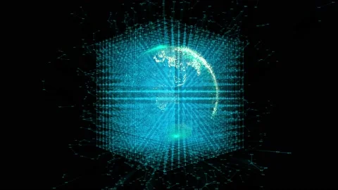 4k abstract digital data globe with Binary code grid,satellite data download. Stock Footage 135316771