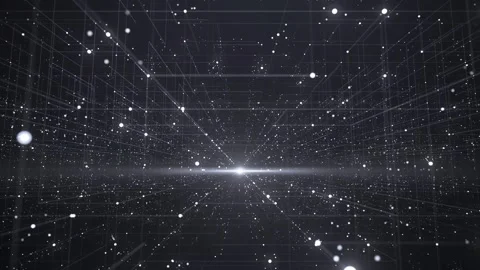 4K Abstract Digital Data Grid with Perspective Lines and White Nodes Stock Footage 327379729