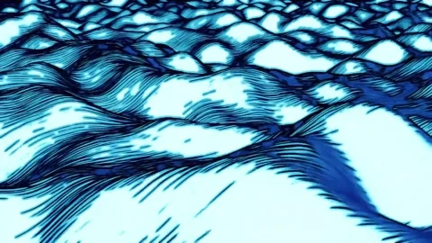 4K Abstract Digital Illustration Blue and White Contour Lines Hatching Stock-Footage 334445918