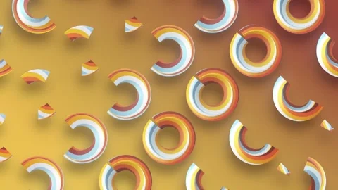 4K Abstract Digital Illustration Multicolored Spinning Rings 3D Shadow Stock-Footage 330480292