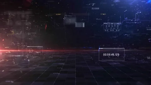 4K Abstract Digital Interface with HUD Elements and Data Flow Stock Footage 327379758