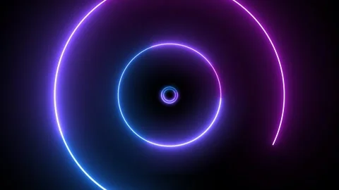 4K Abstract Digital Neon Blue and Purple Glowing Concentric Circles Stock-Footage 334445684