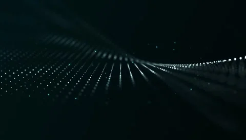 4K Abstract Digital Particle Wave Glowing Dots Receding Perspective Stock Footage 330479040