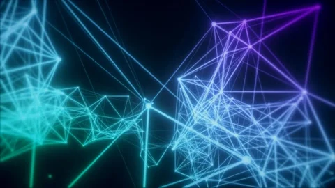 4K abstract digital plexus background in gradient glowing neon lines. Stock Footage 288897690