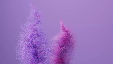 4K Abstract Digital Rendering Purple and Pink Stylized Floral Forms Stock-Footage 334445917