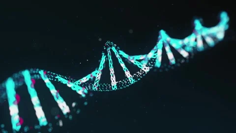 4K Abstract DNA Double Helix Animation Cyan Blue Particle Glow Stock-Footage 334444565