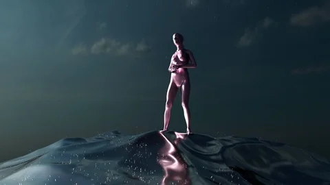 4K Abstract Female Form Dancing in the Rain. Stock Footage 105416689