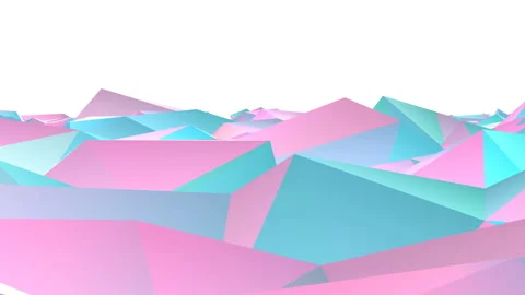4K Abstract festive low polygonal pink and blue crystal surface. Video stock 116423374