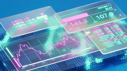 4K Abstract Financial Trading Interface Buy Sell Indicators Market Video stock 330479089