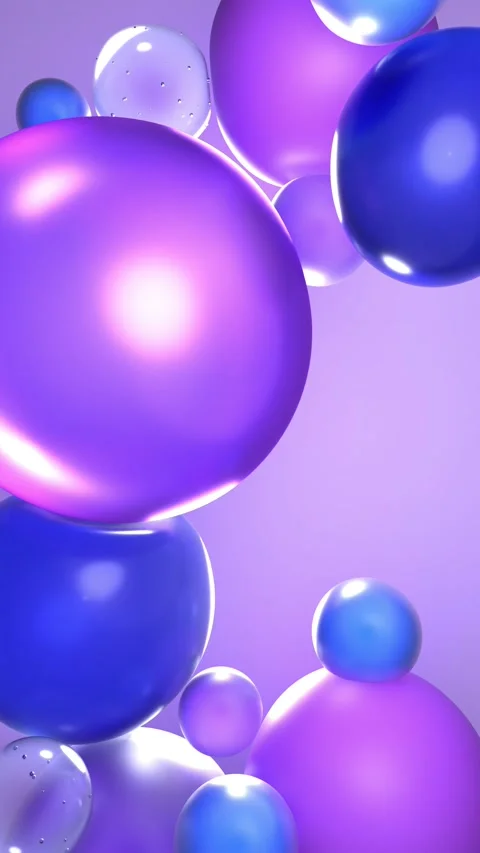 4K abstract floating shapes and bubbles animation translucent glossy sphere.. Stockbeeldmateriaal 317645234