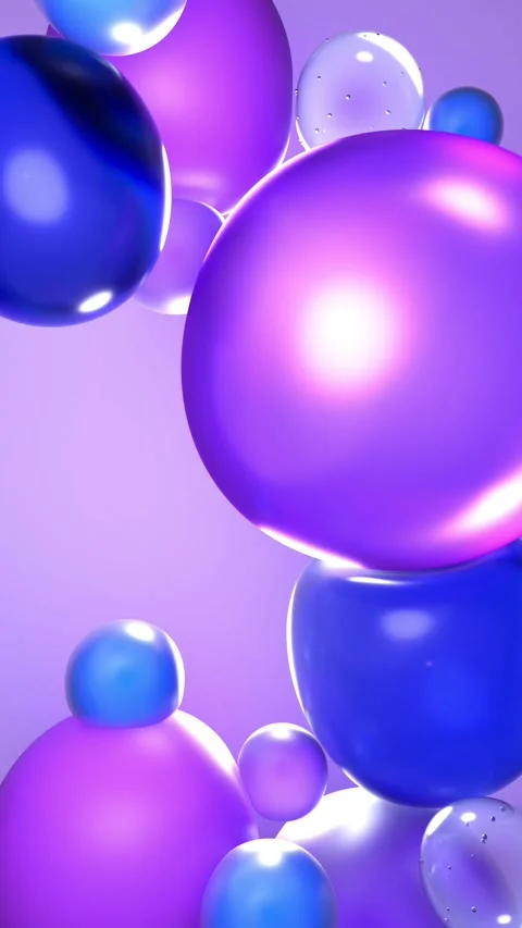 4K abstract floating shapes and bubbles animation translucent glossy sphere.. 動画素材 317645242