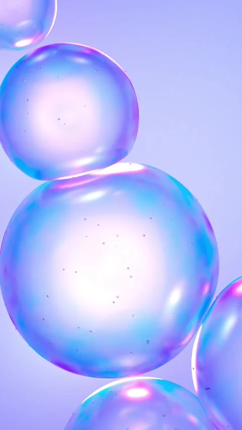4K abstract fluid bubbles shapes animation. Transparent glossy spheres, oil.. 動画素材 317645236