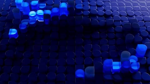 4K Abstract Futuristic Digital Rendering with Glowing Blue Shapes Stock Footage 327380143