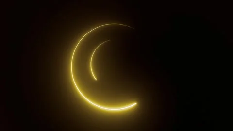 4K Abstract geometric neon background. Yellow  Neon circle lights background. Stock Footage 313076137