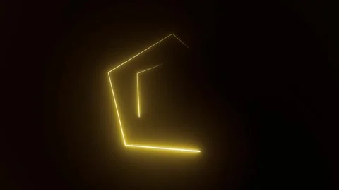 4K Abstract geometric neon background. yellow Neon pentagon lights background. Stock Footage 313076637