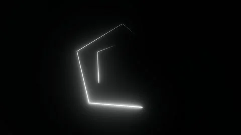4K Abstract geometric neon background. white  Neon pentagon lights background. Video stock 313076933