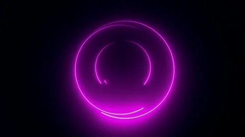 4K Abstract geometric neon background. Purple Neon circle lights background. Video stock 313077088