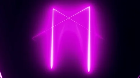 4K Abstract geometric neon background. Purple Neon triangle lights background. 스톡 동영상 313077199