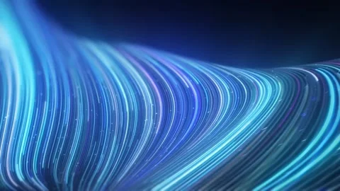 4K Abstract Glowing Blue Light Trails with Digital Connectivity Lines Stock Footage 327380358
