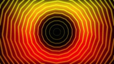 4K Abstract Glowing Concentric Hexagonal Tunnel Black Background Stock Footage 329554191