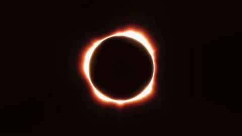 4k Abstract glowing flared solar eclipse with light rays over dark sky, looping Stock Footage 220577350