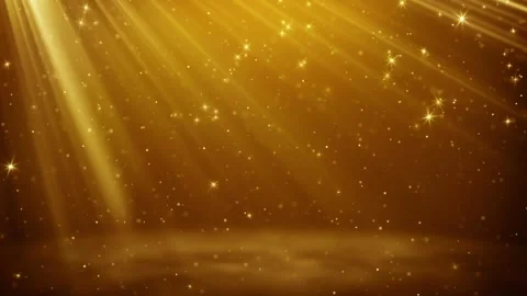 4K Abstract Golden Light Rays Floating Particles and Glowing Bokeh Stock Footage 334445423