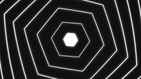 4K Abstract Hexagon Infinity Zoom Loop Animation Black And White Stock Footage 167149910