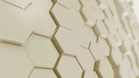 4k Abstract Hexagons Cream Background Random Motion, 3d Animation Stock Footage 107221345