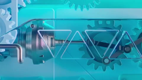 4K Abstract High Tech Internal Gear Mechanism with Blue Lighting Stock Footage 327392396