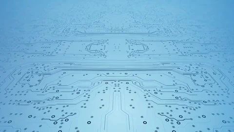 4K Abstract Light Blue Printed Circuit Board and Hardware Pathways Stock Footage 327409694