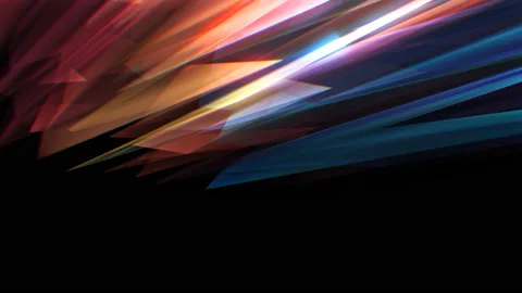 4K Abstract lights on black backgroud. Animation of glowing neon shapes. Stock Footage 129254232